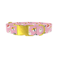 Pink Sushi Pattern Dog Collar - metal gold