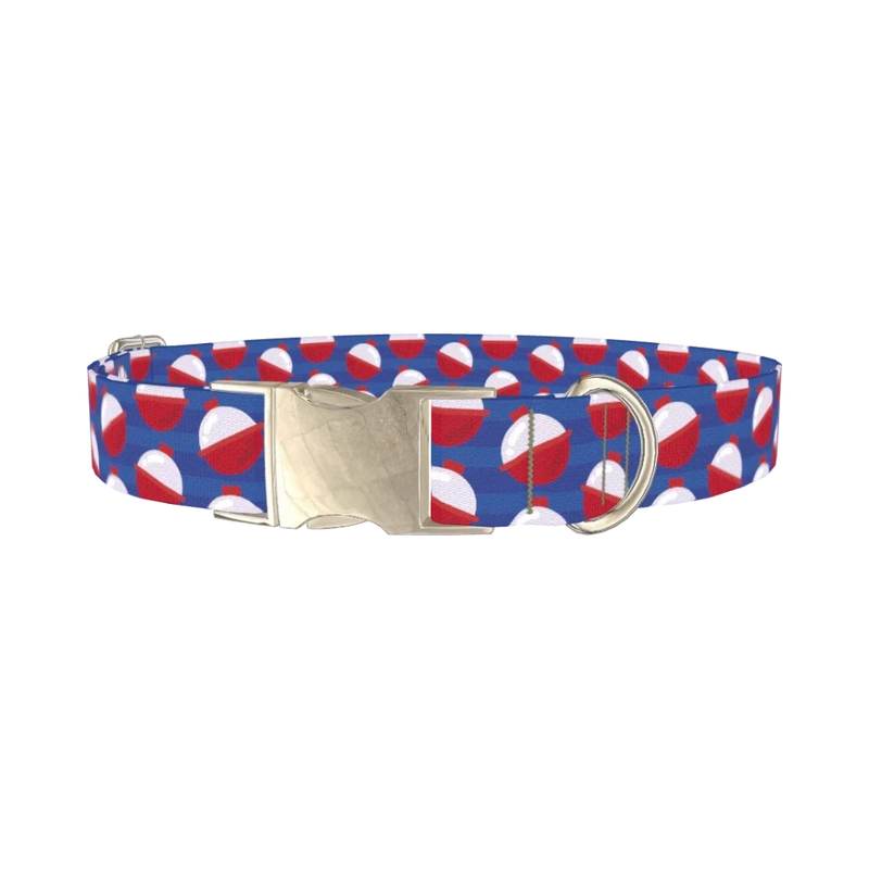Fishing Bobber Dog Collar - metal silver