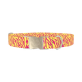 Yellow Zebra Pattern Dog Collar - metal silver