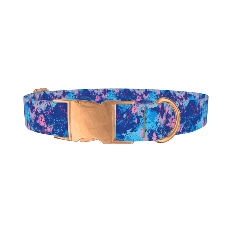 Abstract Paint Splash Dog Collar - metal rose gold