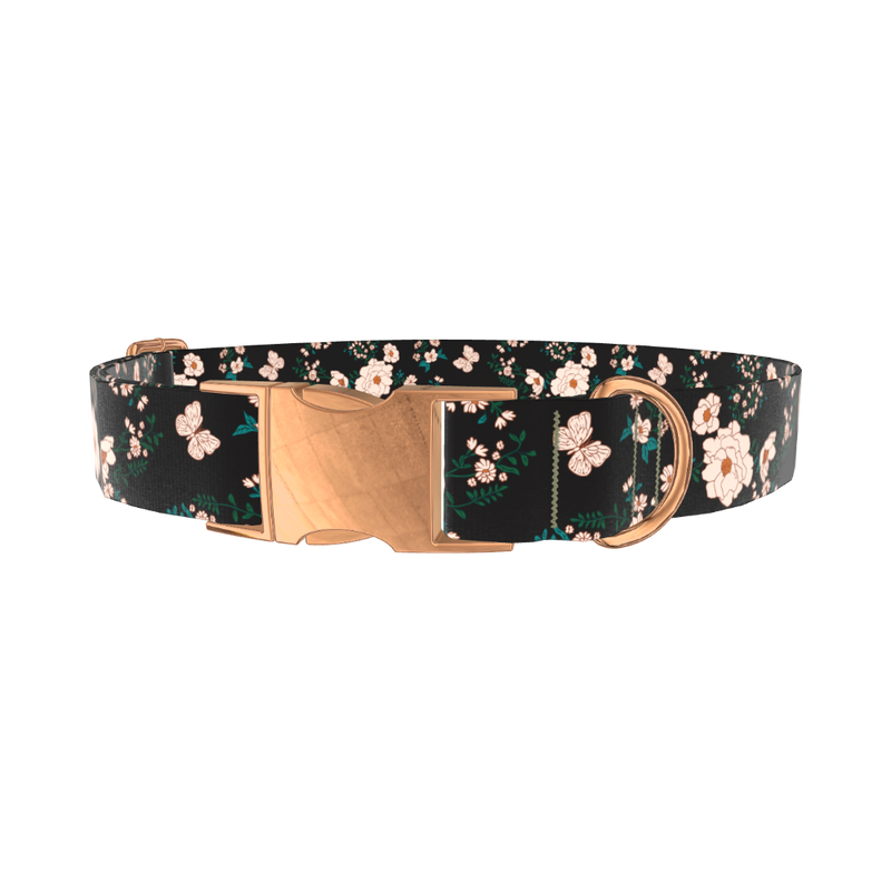 Rosehip Butterfly Dog Collar - metal silver