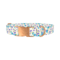Blue Purple Floral Dog Collar - metal rose gold