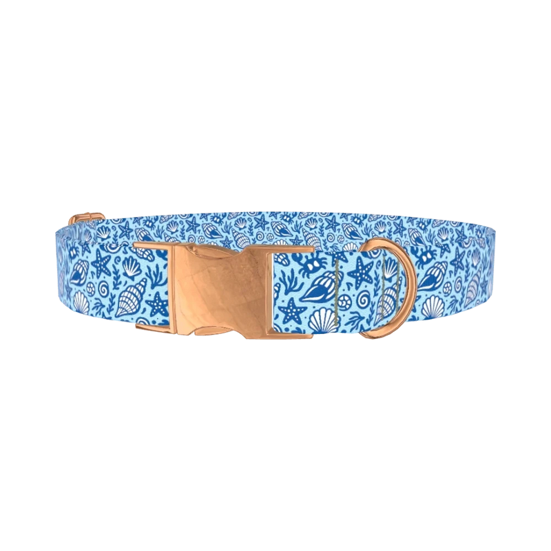 Ocean Seashell Dog Collar - metal rose gold