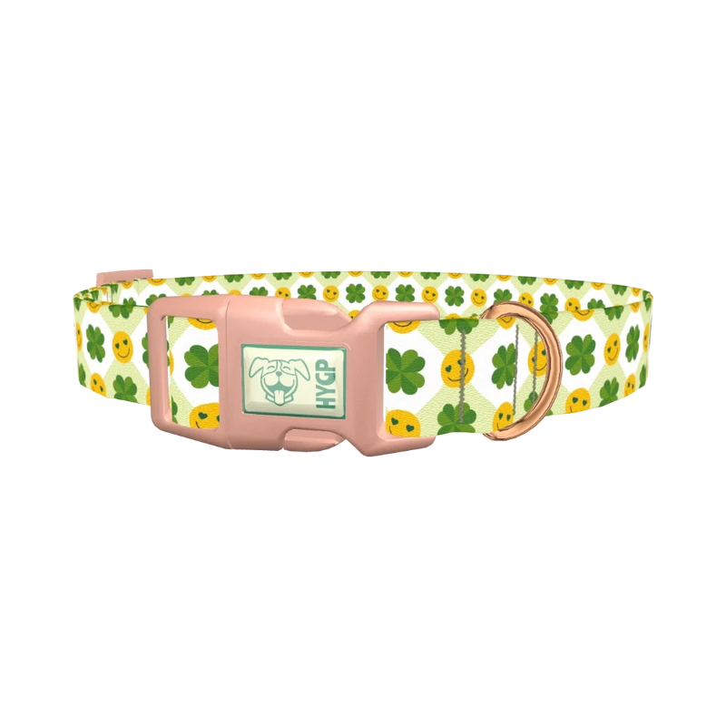 St. Patrick's Smiley Dog Collar - plastic rose gold