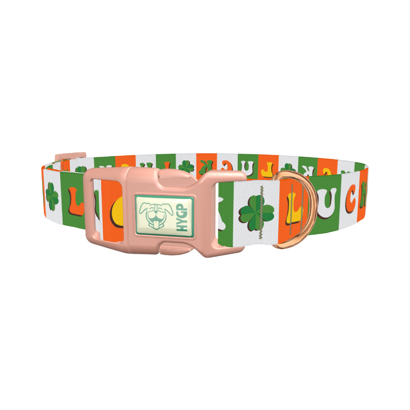Lucky Clover Dog Collar - plastic rose gold