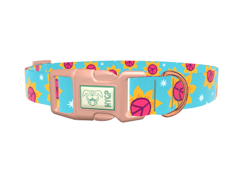 Peace Sunflower Dog Collar