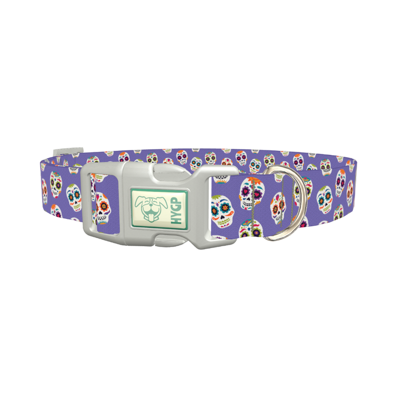 Calavera Skull Dog Collar - plastic silver