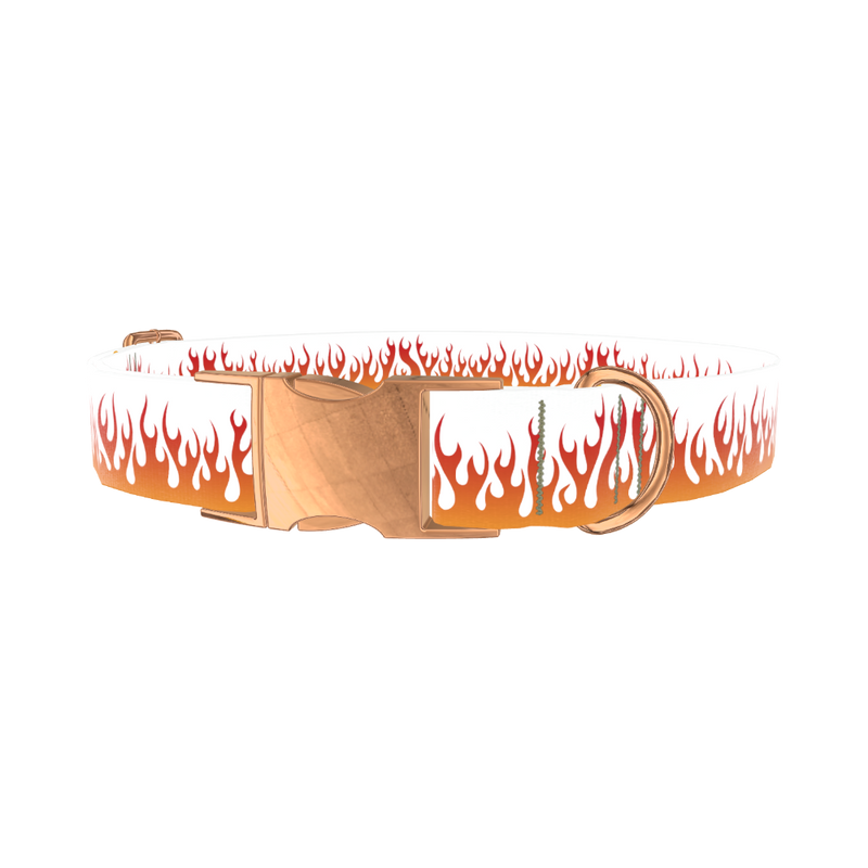 Red Flame Dog Collar - metal rose gold