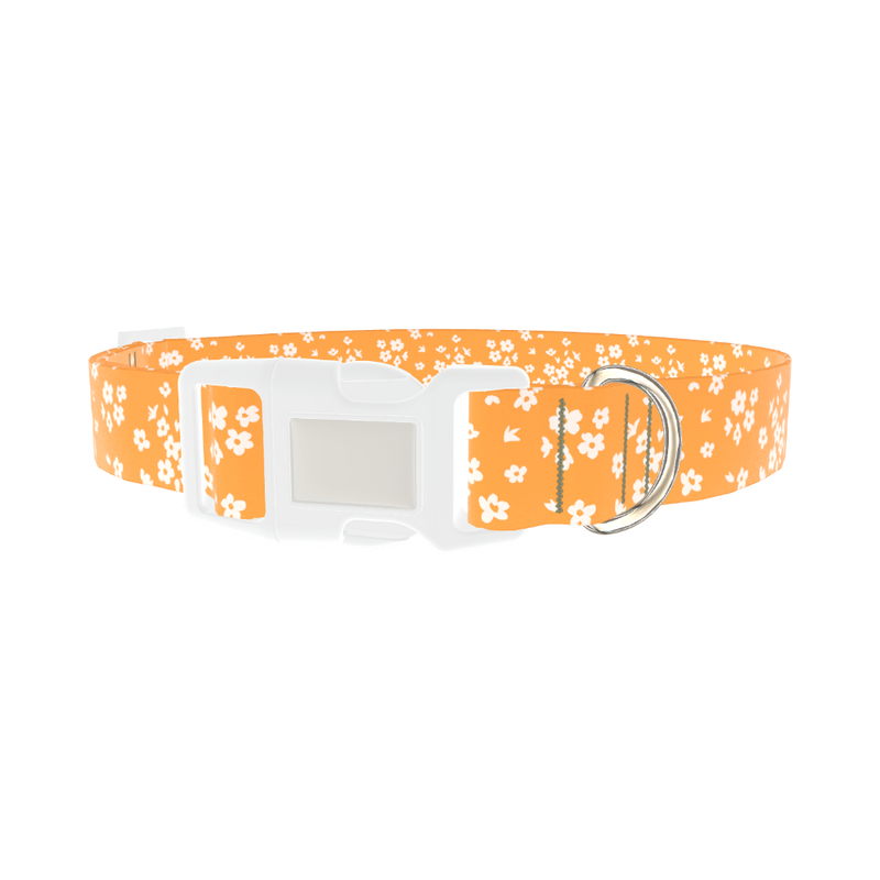 Yellow Blossom Dog Collar - plastic silver