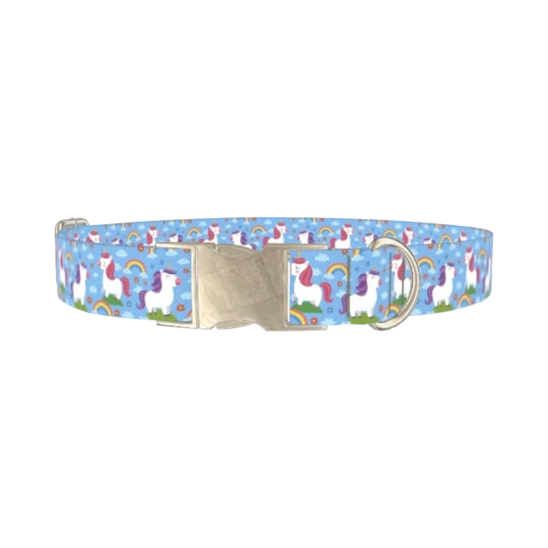 Unicorn Rainbow Dog Collar - metal silver