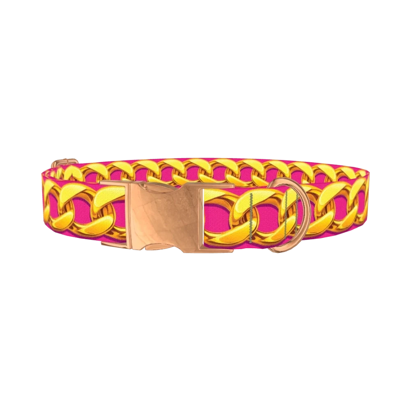 Gold Chain Dog Collar - metal rose gold