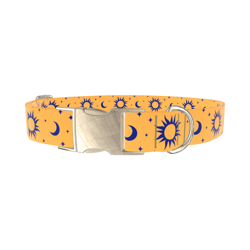 Mystical Sun and Moon Dog Collar - metal gold