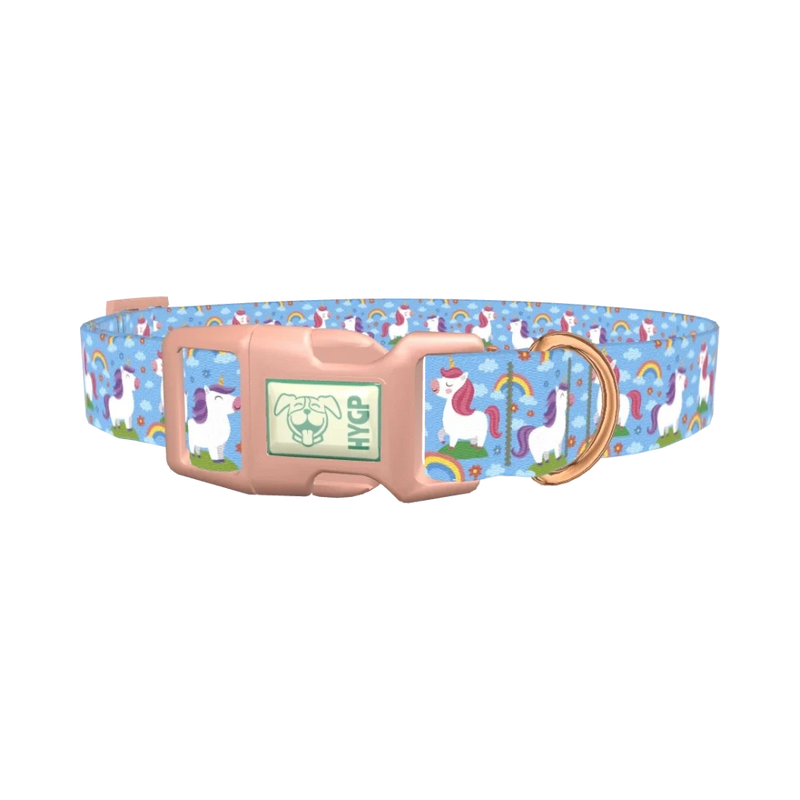 Unicorn Rainbow Dog Collar - plastic rose gold