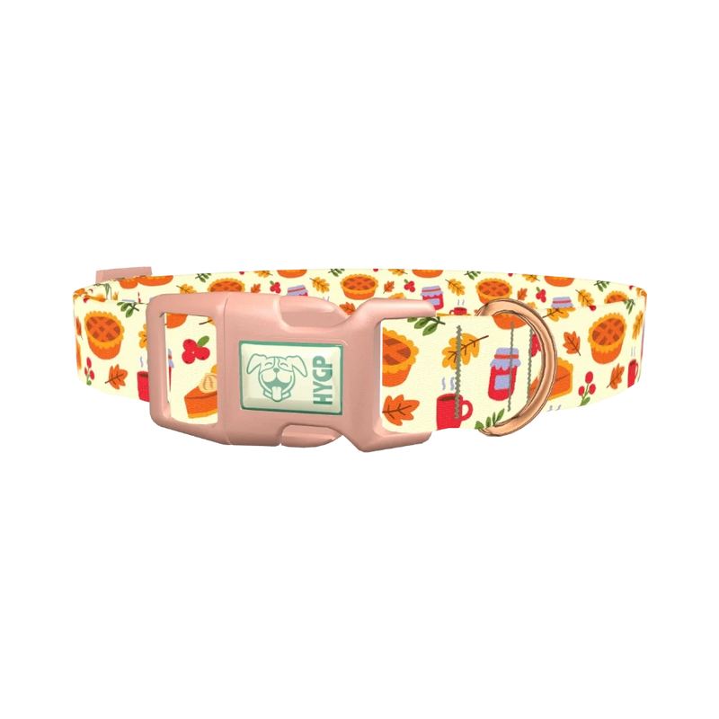 Thanksgiving Pie Dog Collar - plastic rose gold