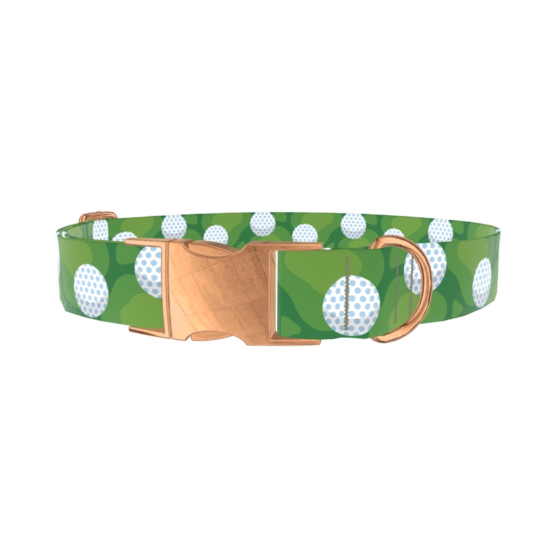 Golf Course Dog Collar - metal rose gold