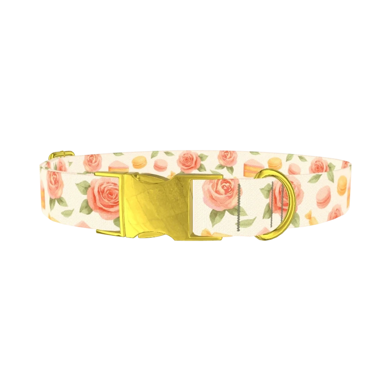 Floral Sweets Dog Collar - metal gold