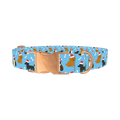 Christmas Dogs Blue Dog Collar - metal rose gold