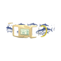 Dark Blue Fish Pattern Dog Collar - plastic gold