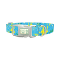 Blue Abstract Splatter Dog Collar - plastic silver