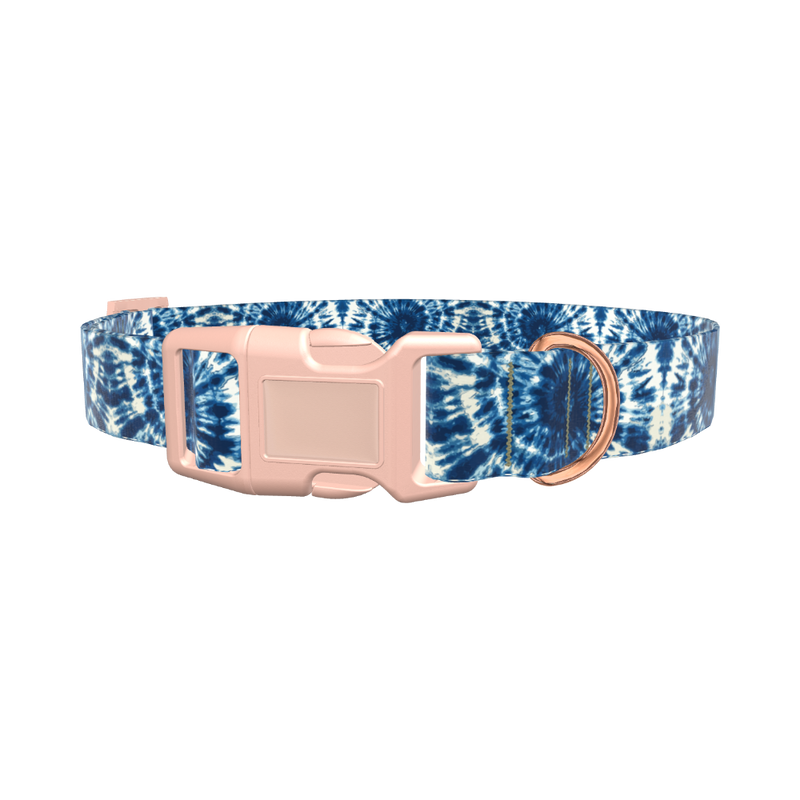 Spiral Tie Dye Dog Collar - plastic gold