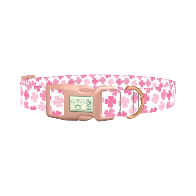 Pink Clover Dog Collar - plastic rose gold