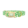 Green Daisy Meadow Dog Collar - plastic gold