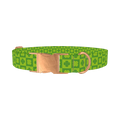 Checkerboard Clover Dog Collar - metal rose gold