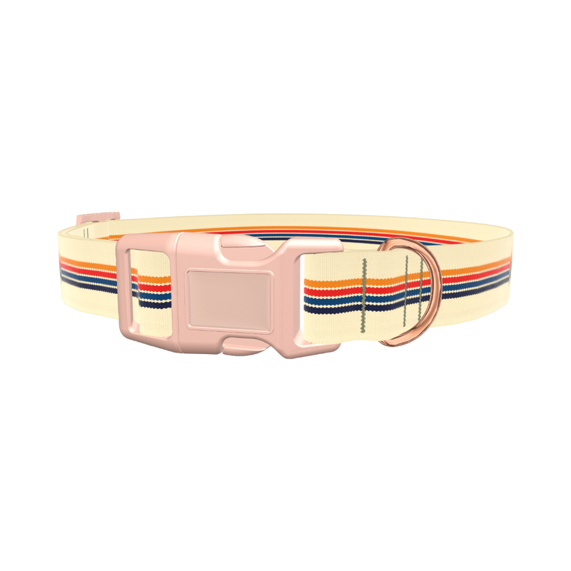 Retro Stripe Dog Collar - plastic gold