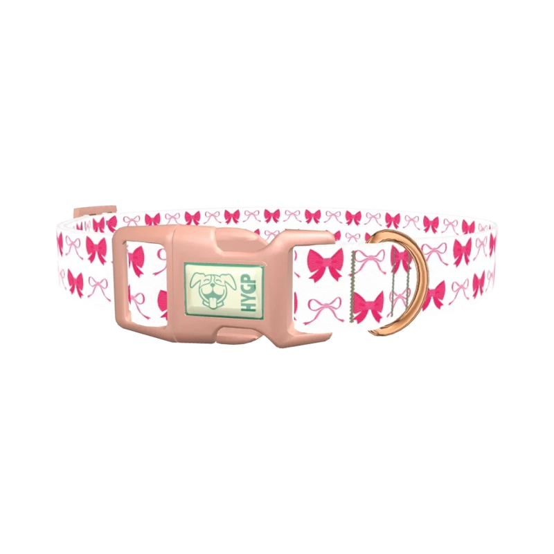 Pink Ribbon Dog Collar - plastic rose gold
