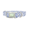 Geometric Blue Lines Dog Collar - plastic silver