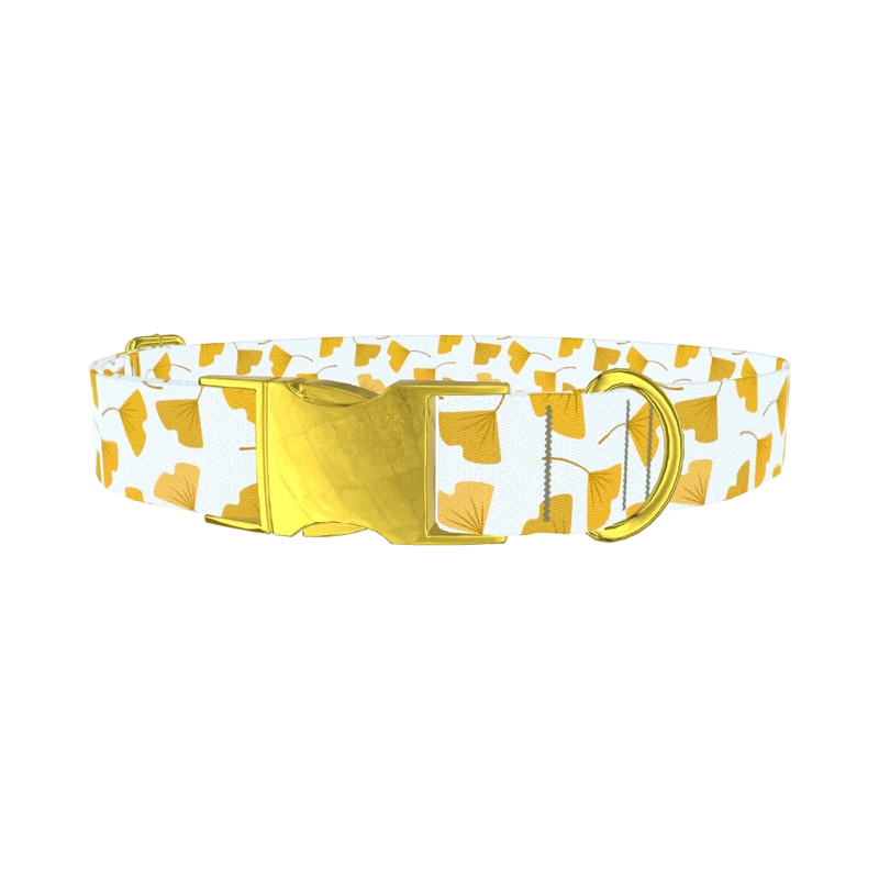 Floral Leaf Dog Collar - metal gold