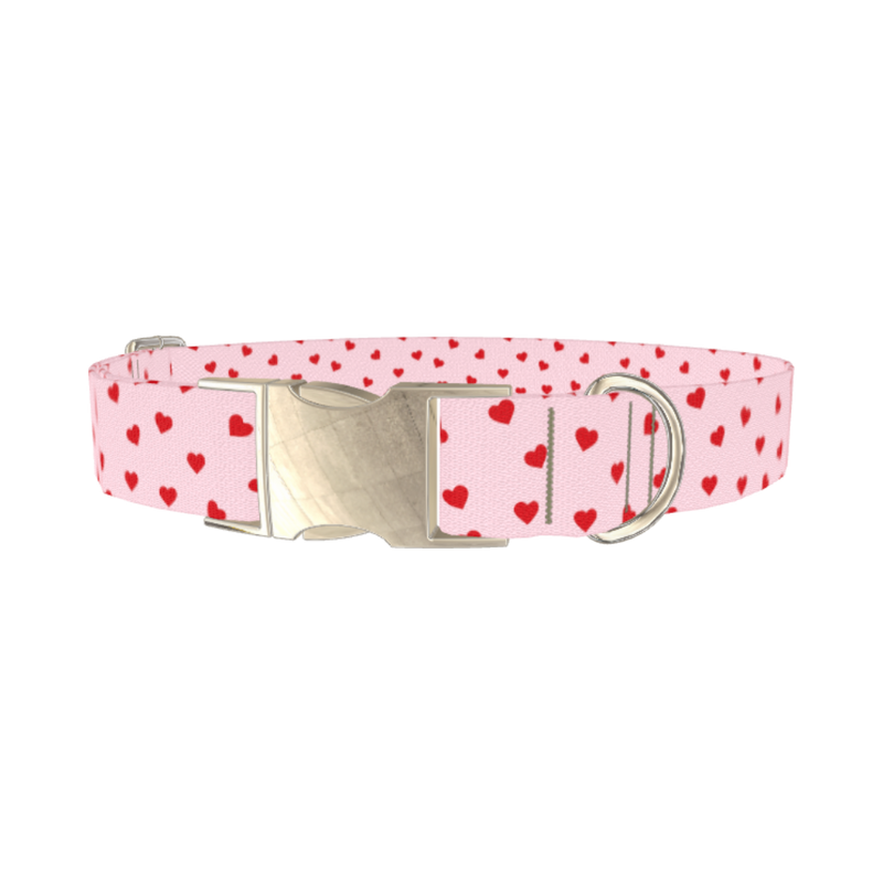 Red Heart Dog Collar - metal silver