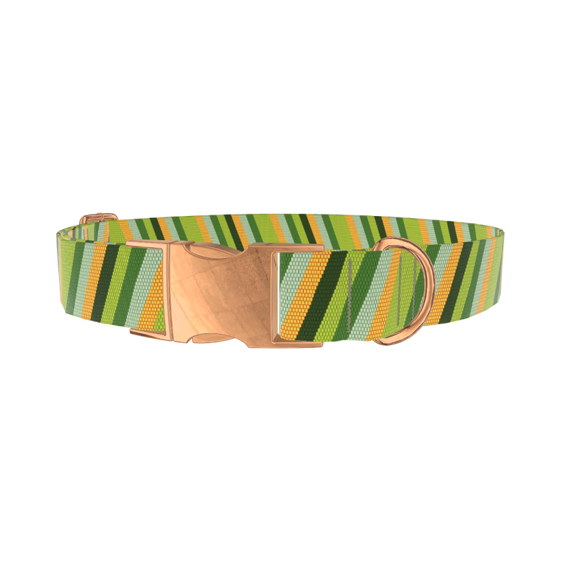 Geometric Diagonal Dog Collar - metal silver