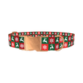 Christmas Plaid Deer Dog Collar - metal rose gold