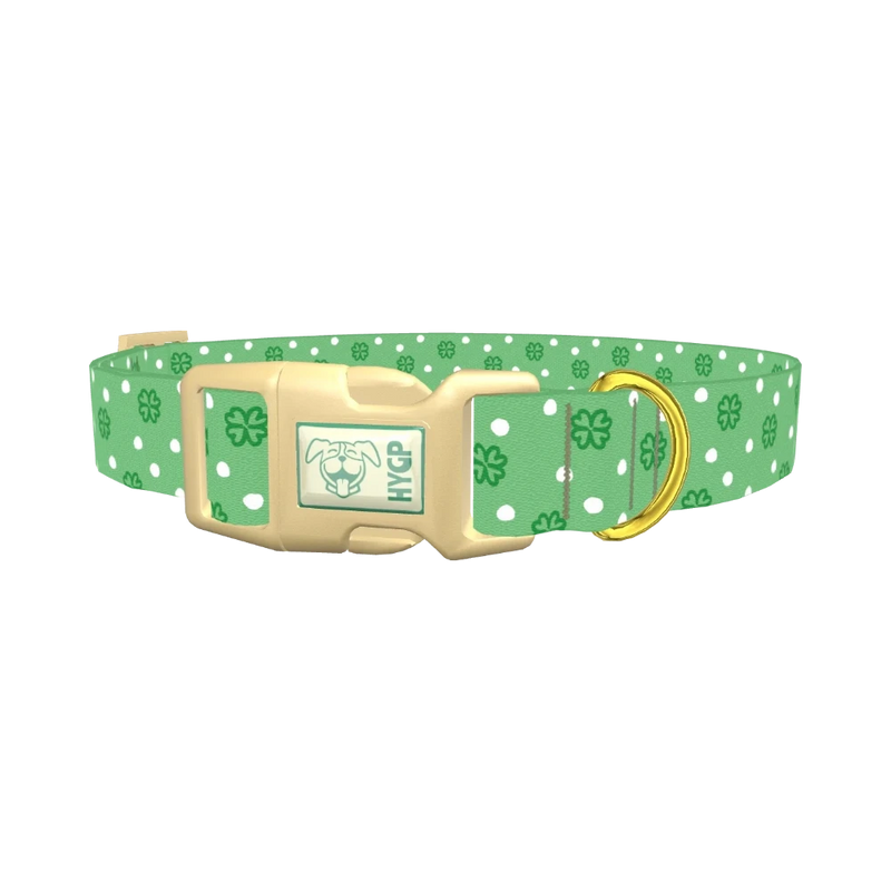 Polka Dot Clover Dog Collar - plastic gold