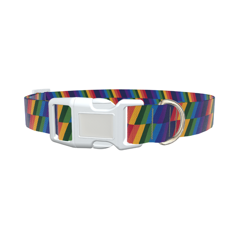 Zigzag Rainbow Dog Collar - plastic rose gold