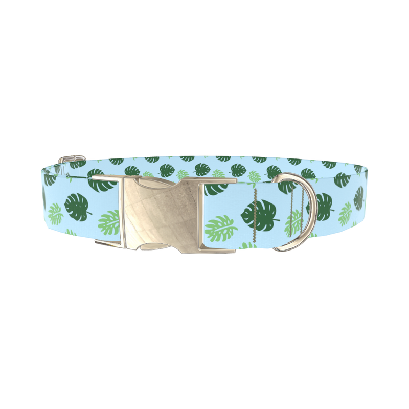 Monstera Leaf Dog Collar - metal gold