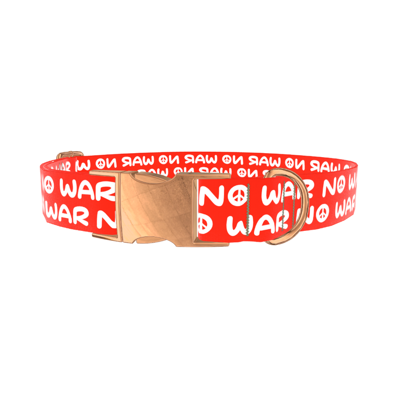 Peace Message Dog Collar - metal silver