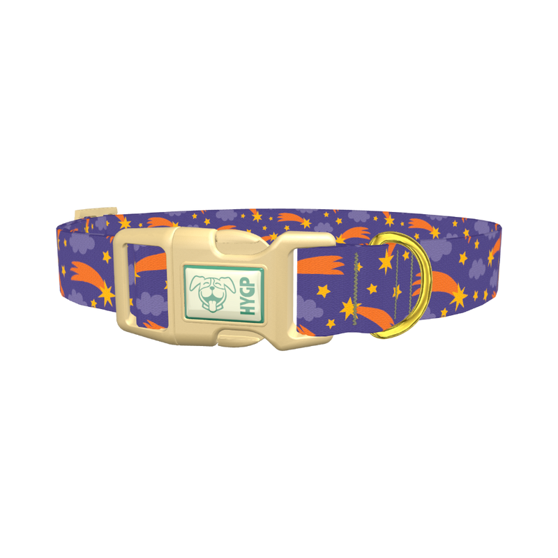 Space Comet Dog Collar - plastic gold