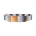 Grey Snake Scale Dog Collar - metal rose gold