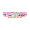 Peace Symbol Pink Dog Collar - plastic silver