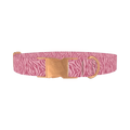 Pink Zebra Stripe Dog Collar - metal rose gold