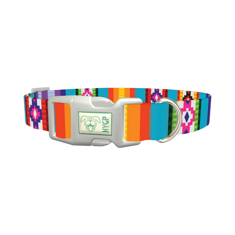 Tribal Aztec Stripe Dog Collar - plastic silver