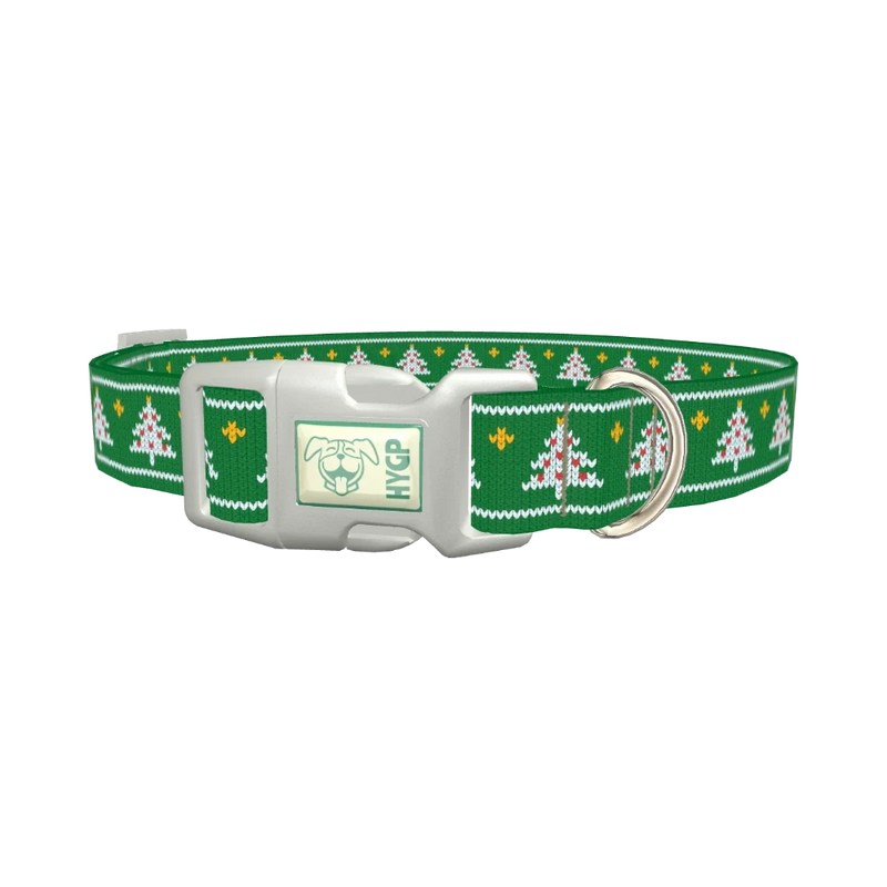 Christmas Knitted Tree Dog Collar - plastic silver