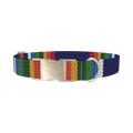 Woven Rainbow Stripe Dog Collar - metal silver