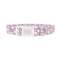 Lavender Daisy Pattern Dog Collar - plastic silver