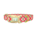 Festive Pink Plaid Dog Collar - plastic gold
