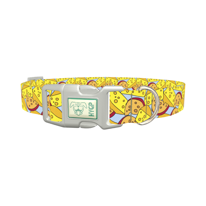 Cheese Pattern Dog Collar - plastic silver