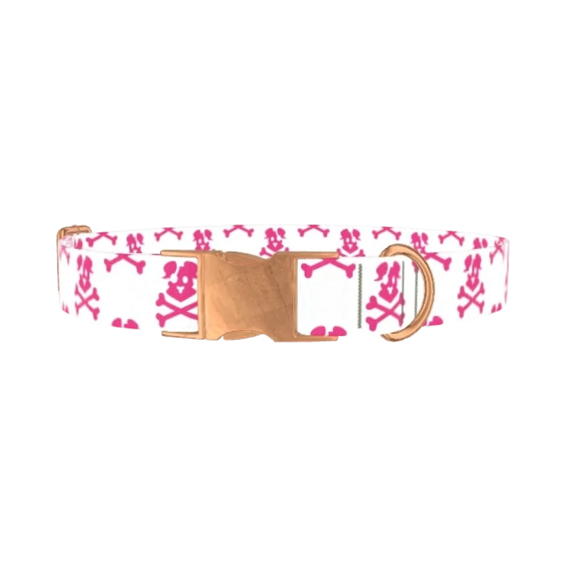 Pirate Dog Skull Dog Collar - metal rose gold