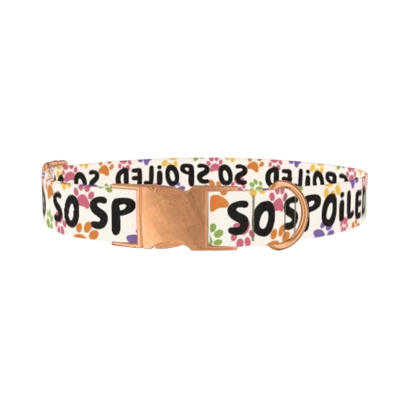 Paw Print Pattern Dog Collar - metal rose gold